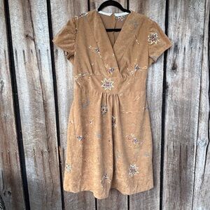 Handmade Southwestern Embroidered Faux Suede Dress‎ Boho Western